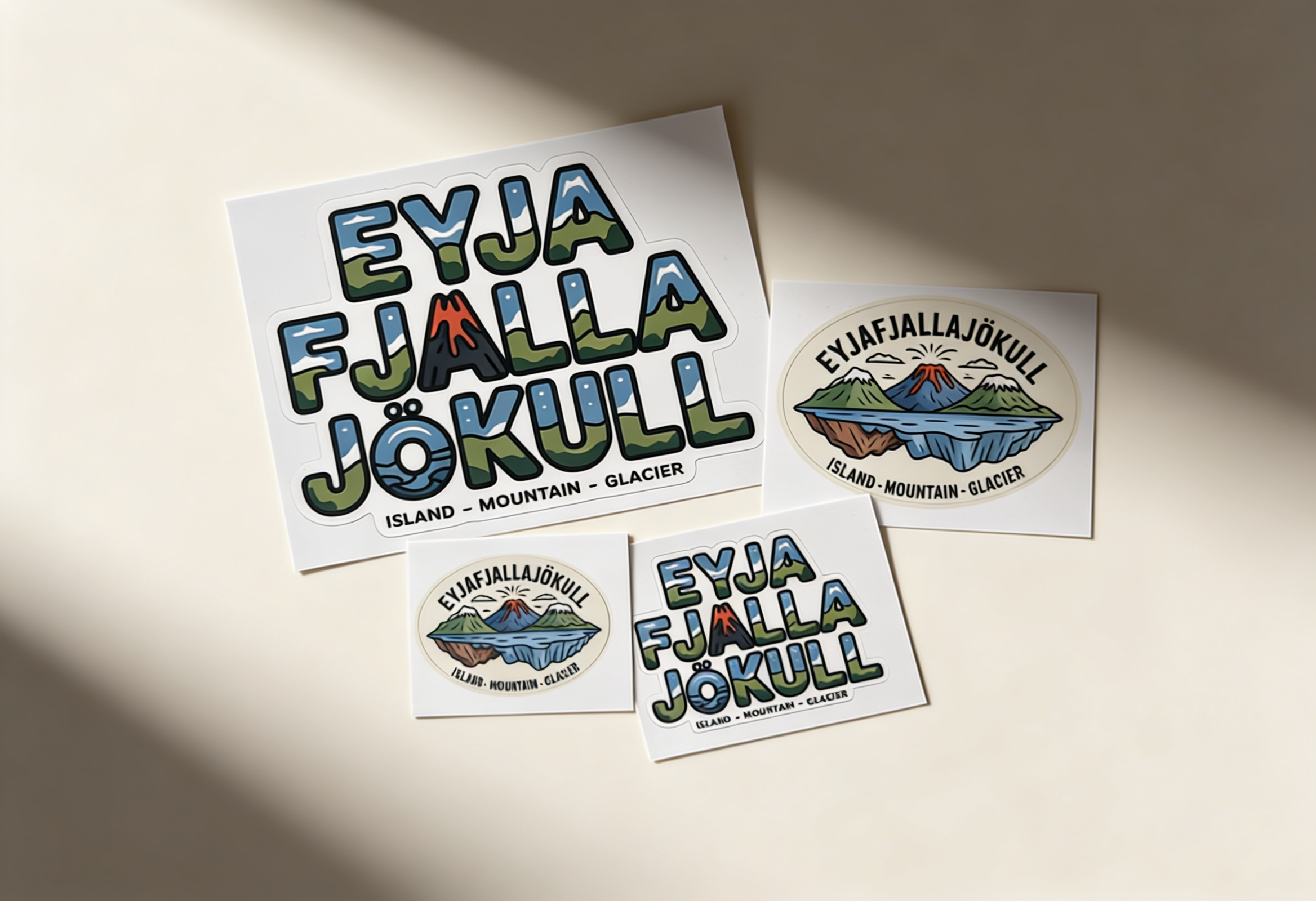 Eyjafjallajökull Sticker Set | 4 Stickers | Iceland Souvenir