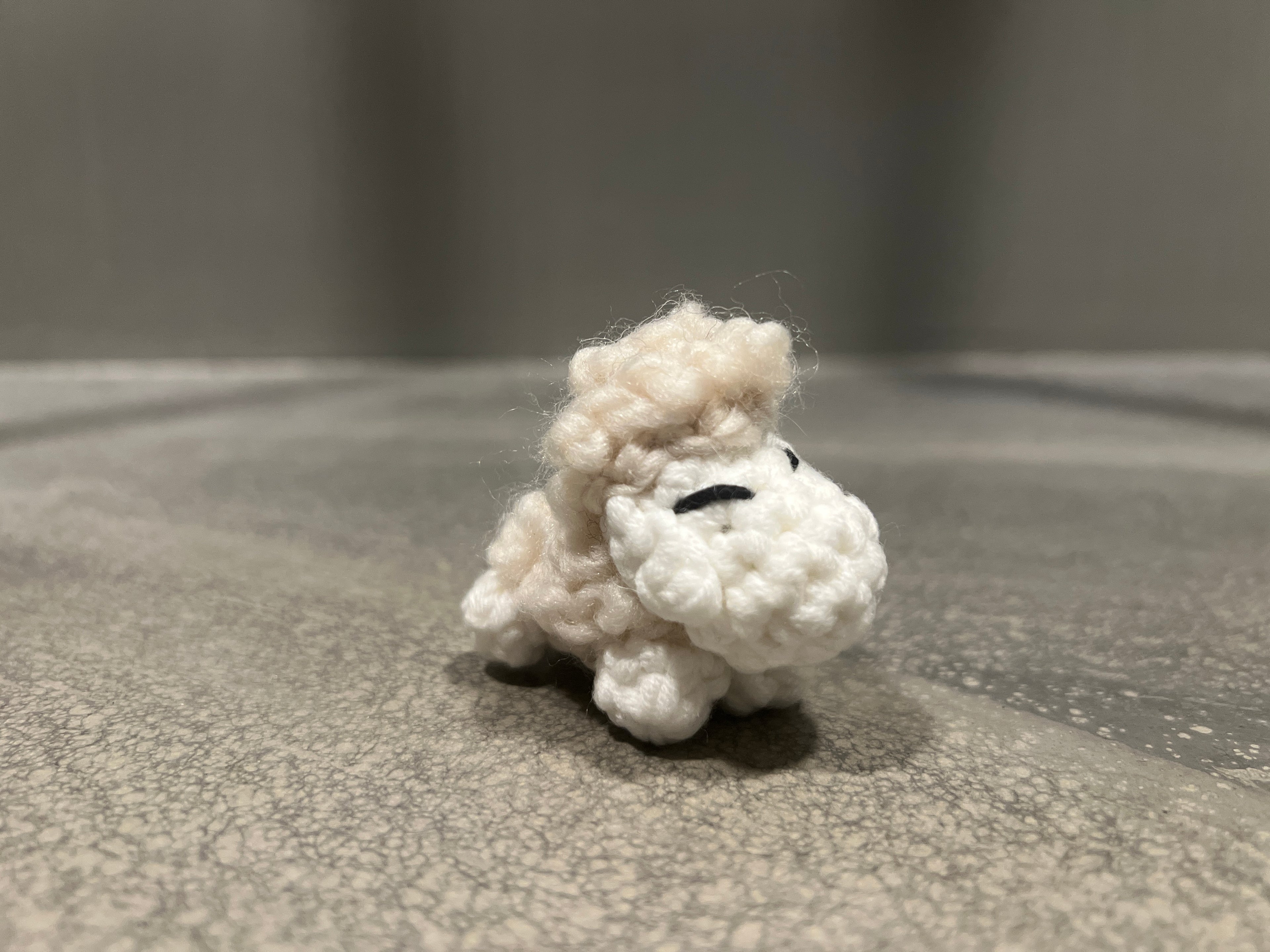 Handmade mini crochet sheep with white fluffy body - Icelandic souvenir figurine 5cm

