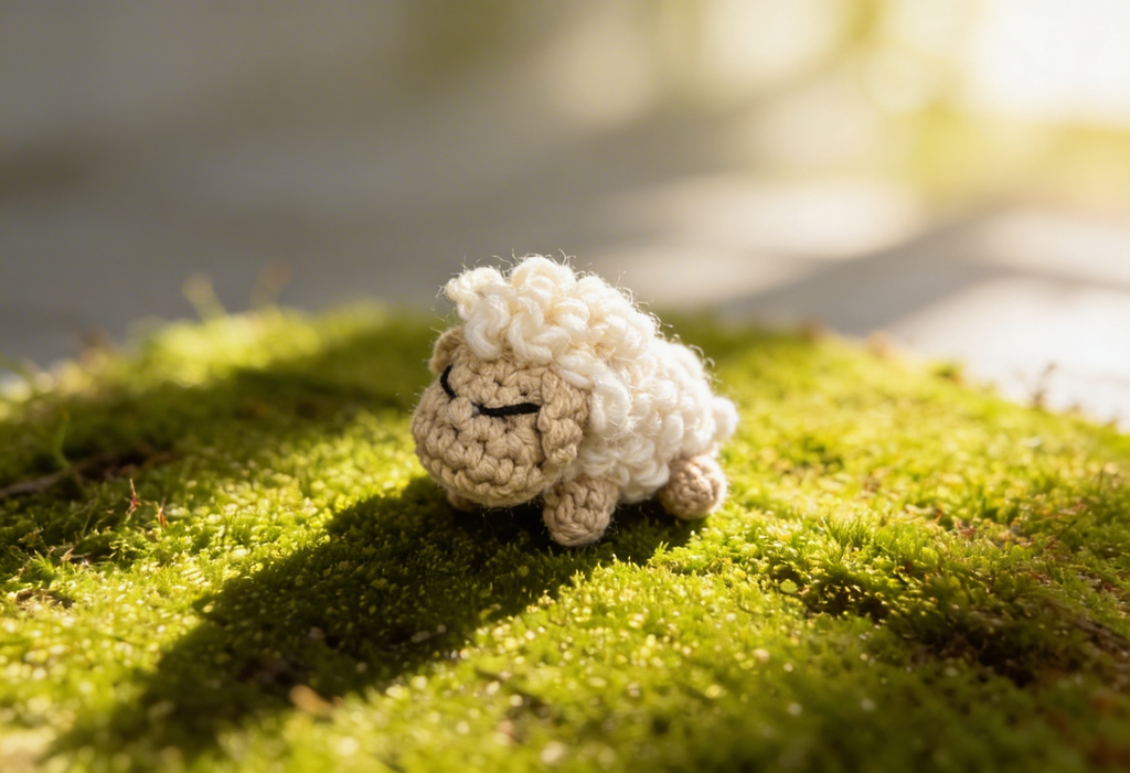 Tiny Icelandic Sheep - Mini Crochet Figurine (Beige Face)